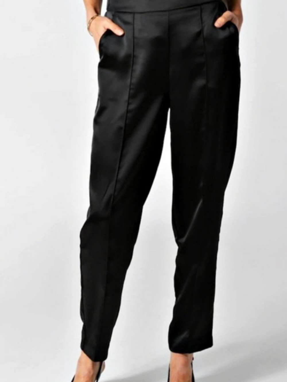 Isaac Mizrahi Live! Silk Black Ankle Pants Size XSP Like New